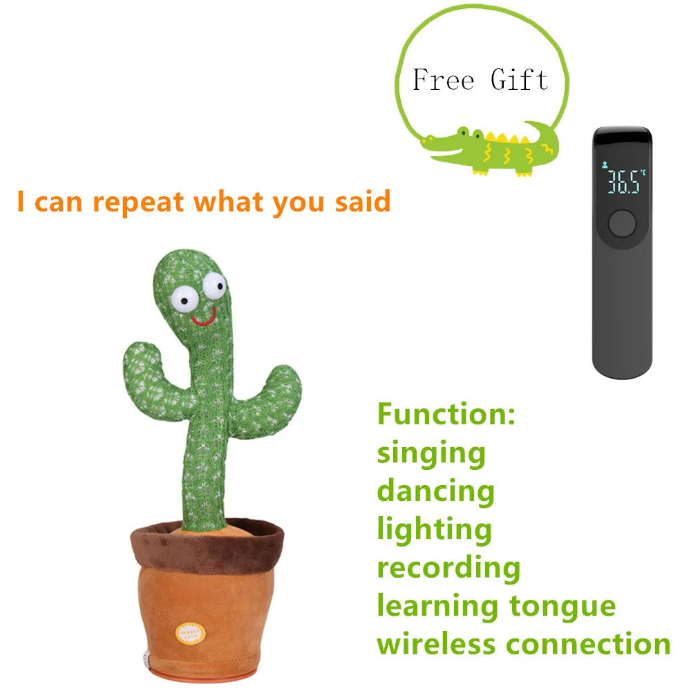 

Funny Talking Toy Dancing Cactus 120 Songs Gift Thermometer Charging Model Singing+Dancing+Lighting+Recording+Learning to Talk