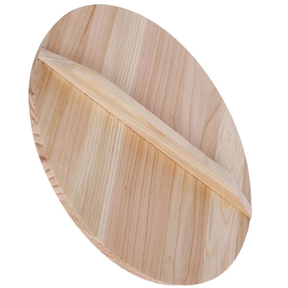 

Lid Cover Pot Wok Pan Lids Wooden Steamer Natural Accessories Wood Skillet Stove Replacement Cast Cooking Iron Round Kitchen