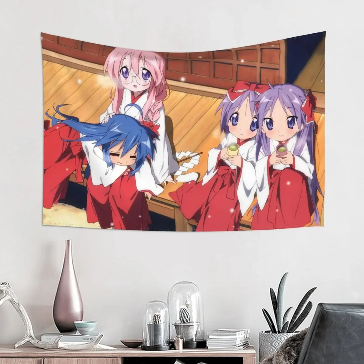 

Настенный Гобелен Lucky Star Izumi Konata, полиэстер в стиле хиппи, аниме, сказочное настенное одеяло, Настенный декор, ткань для стен