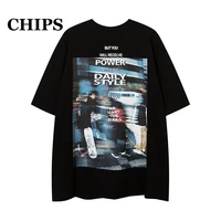 chips summer daily style oversize printing t shirts vintage hipster casual tee streetwear harajuku cotton tops japanese style