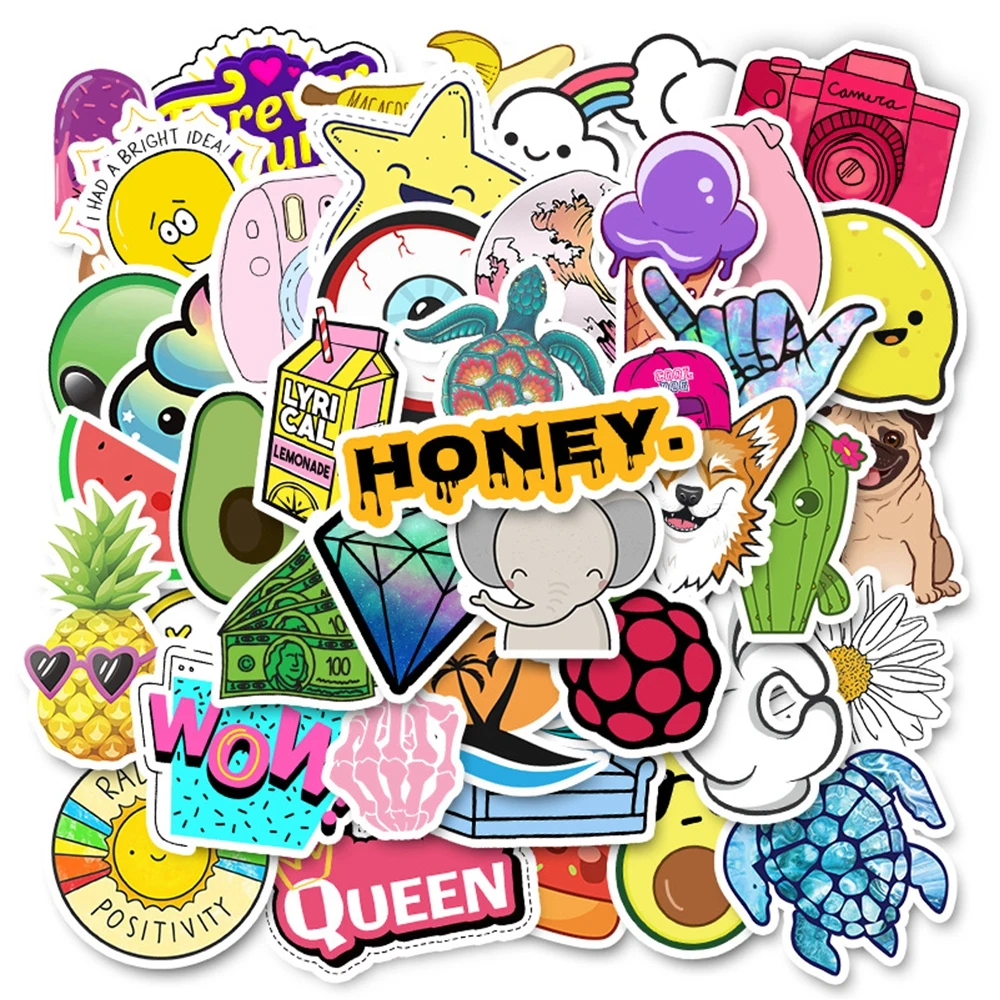 

10/30/50PCS Personalized Cartoon Hawaii Beach Cool Summer Sticker Turtle Wreath Fruits DIY Toy Laptop Skateboard Luggage Sticker