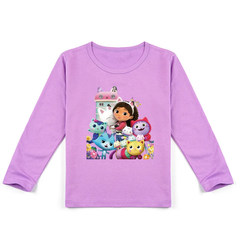 

Baby Girls Cartoon Gabby Cats Clothes Kids Summer T Shirt Harajuku Boys Long Sleeve Tops Toddler Girl Gabbys Dollhouse T-shirts