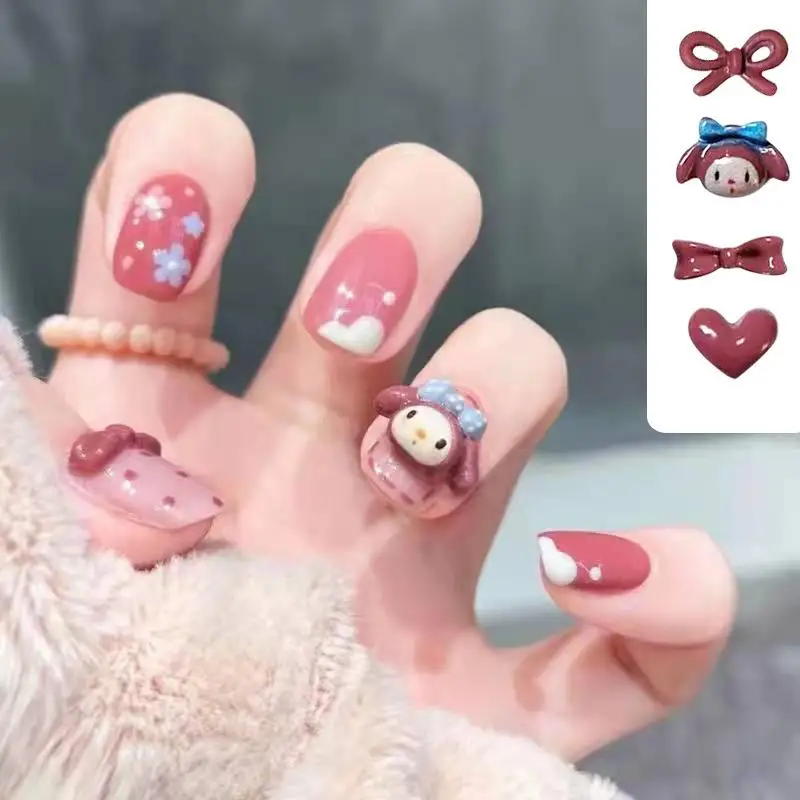 

30 шт. кавайная Sanrios мимелоди аниме мультфильм лук девушка окрашенная Кукла Смола милый смешанный стиль ногти фотоигрушки подарок
