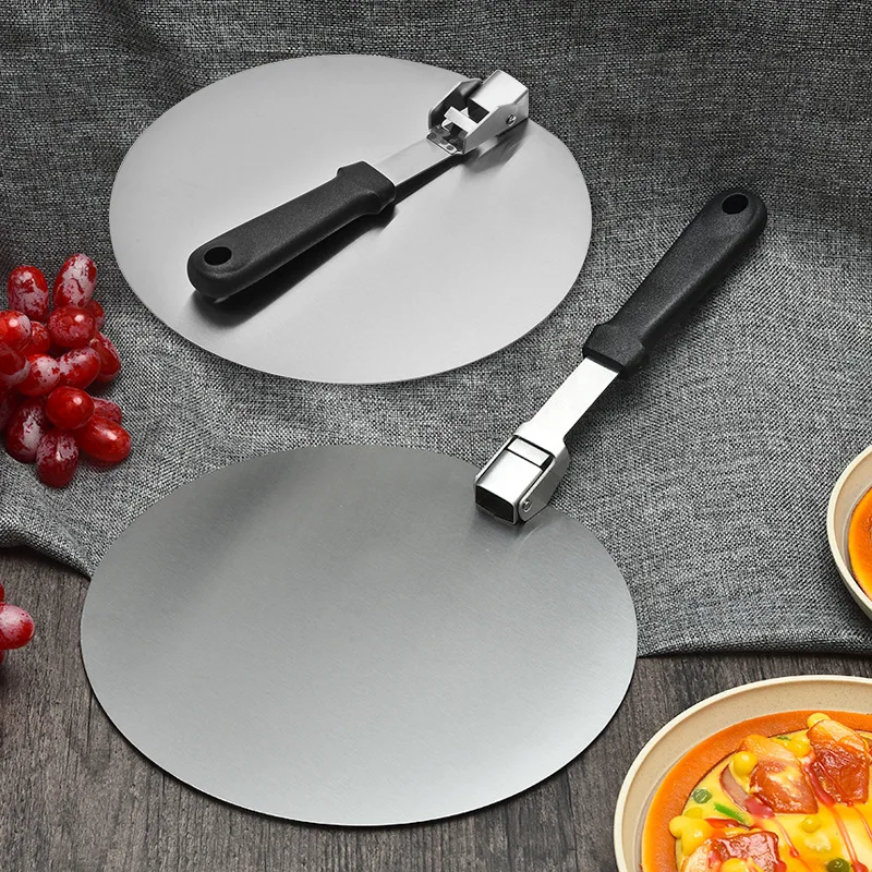 

Pizza Shovel Spatula Plastic Handle Foldable Round Stainless Steel Cake Tools Accessories Non-Stick Pastry Paddle Kitchen Baking