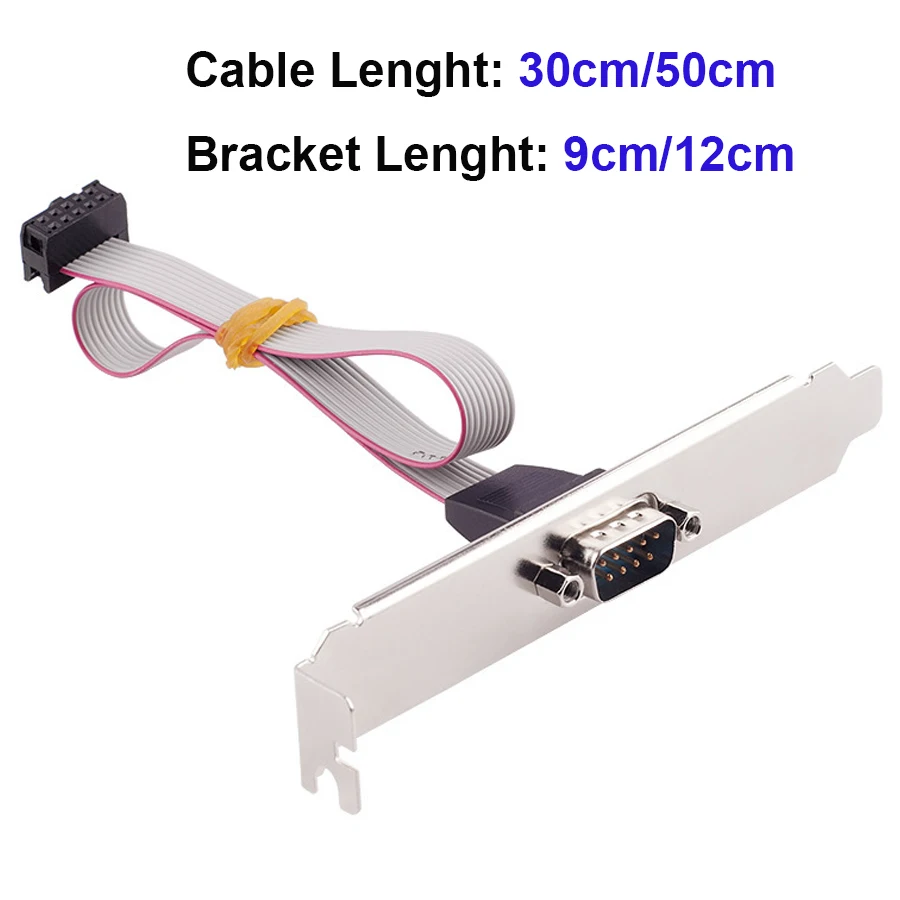 

9 Pin Female to RS232 DB9 Pin Com Port Ribbon Serial Cable Connector Bracket with cable on Motherboard