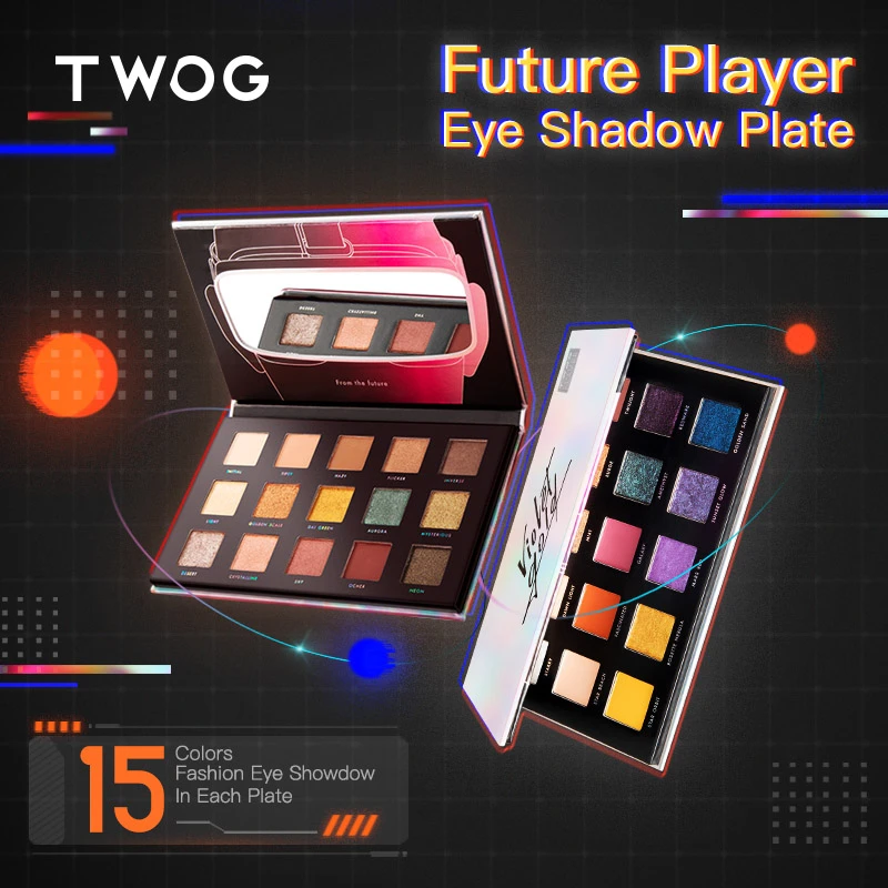

TWOG 15 Color Eyeshadow Plate, Waterproof Highlighters Shimmer Light Eye Shadow, Easy To Wear Long Lasting Makeup Plate Makeup