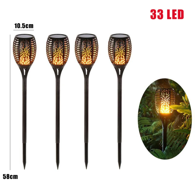 

33 LED Solar Lawn Torch Light IP65 Waterproof Flickering Flame Garden Decoration Lamp Outdoor Landscape Garden Lawn Light