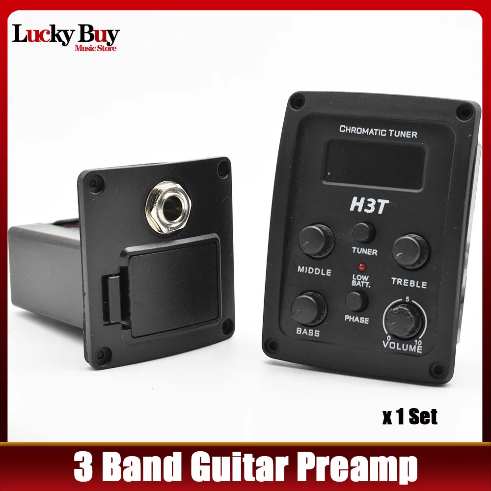 

Guitar Pickup 3 Bands Acoustic Guitar Preamp EQ Tuner Piezo for Acoustic Guitar