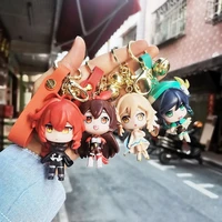 game anime genshin impact keychain accessories zhongli venti cosplay prop key chain cartoon female backpack pendant holiday gift