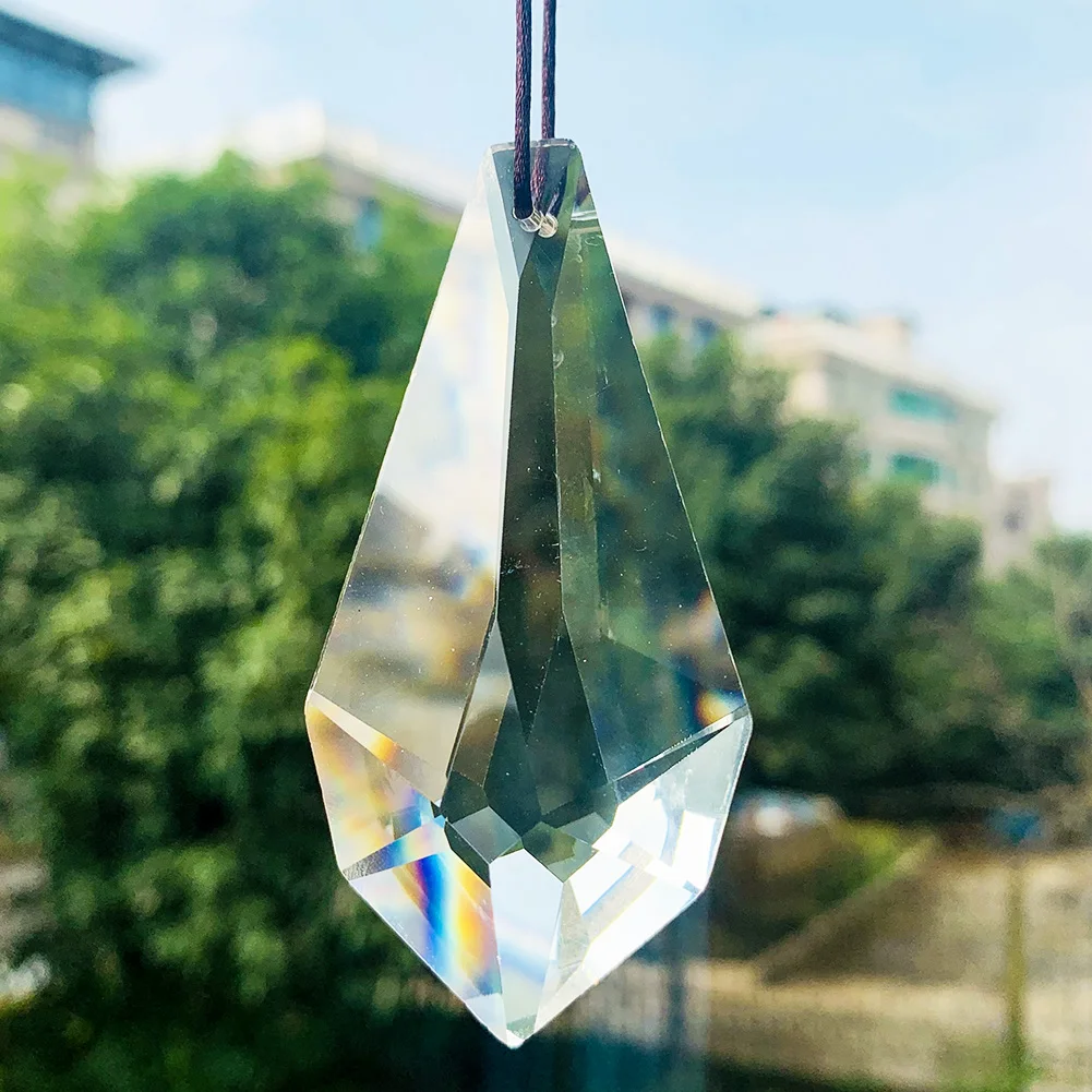 

75MM Transparent Arrow Crystal Faceted Prism Glass Chandelier Component Sun Catcher Rainbow Wedding Hanging Ornament Home Decor