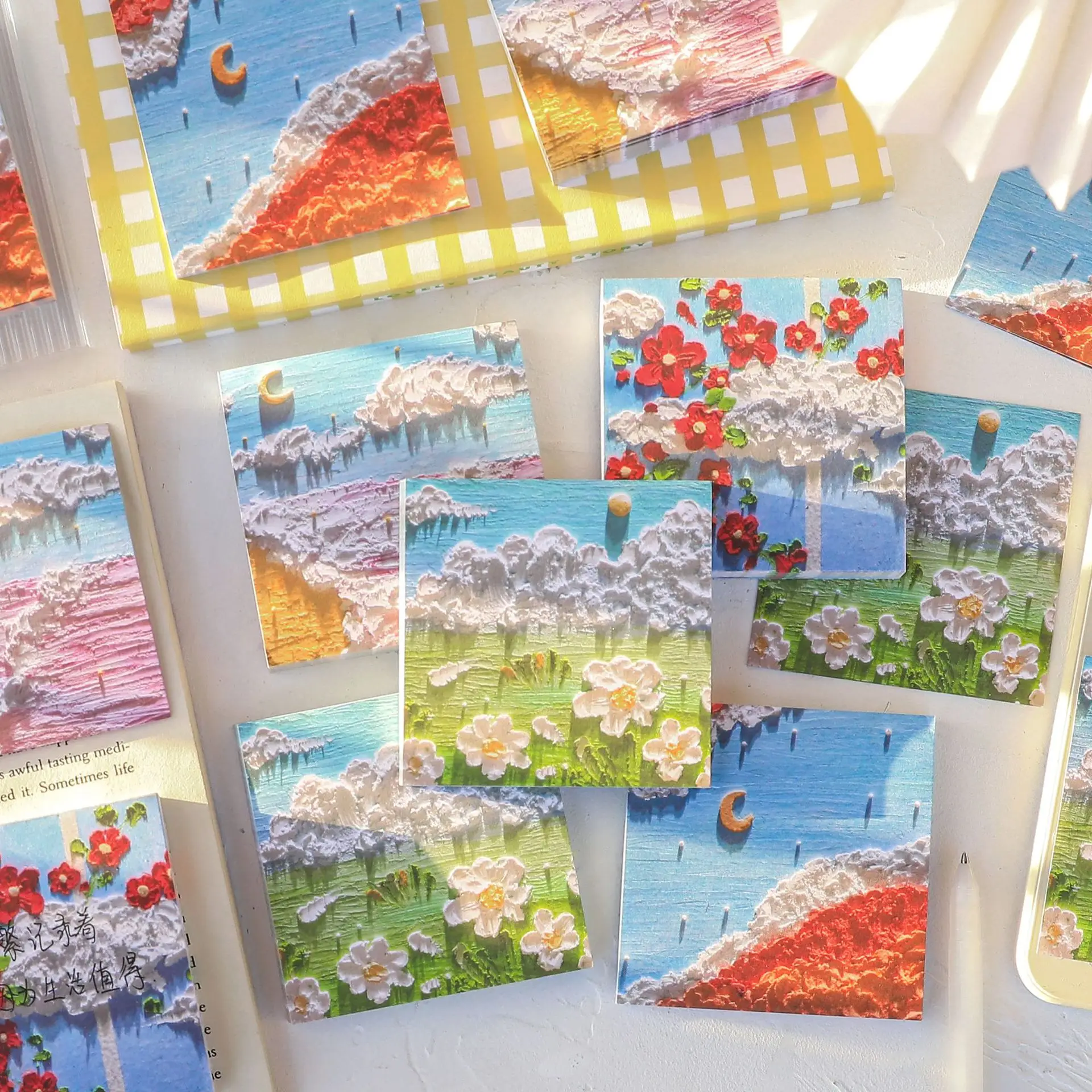 

80 Sheets Cute Scenery Flowers Pattern Sticky Notes Scrapbook Design Journal Decorative Paper Materials Supplies Memo Pad