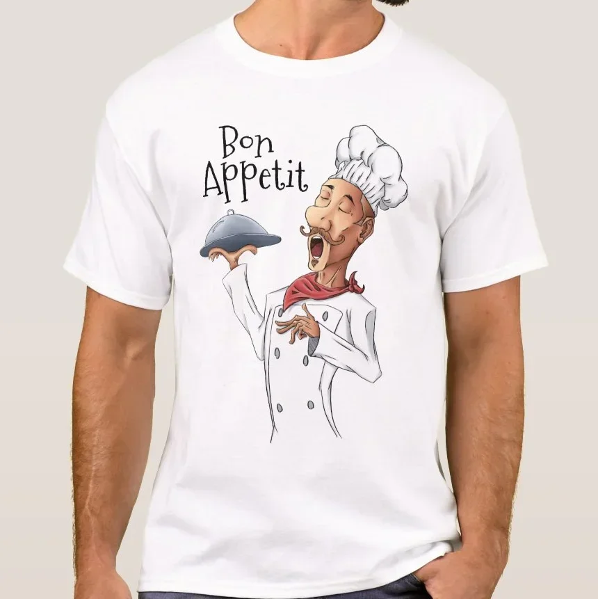 Бон Appetit. Забавная футболка French Chef Cook Singing 100% хлопок с круглым вырезом летняя
