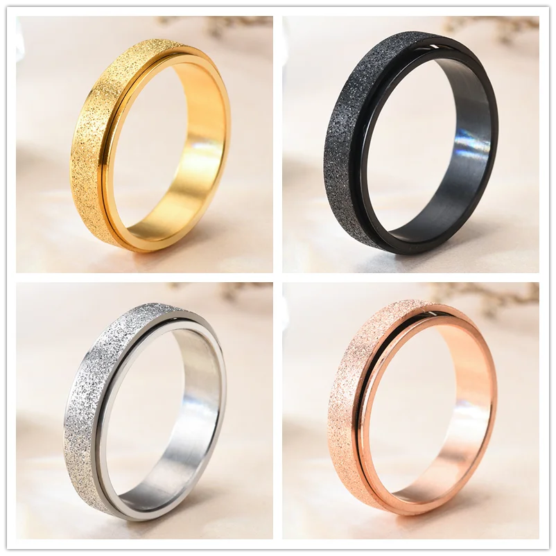 

Frosted Rotatable Rings For Men Accessories Stainless Steel Ring Vintage Jewelry Bague Hombre Acier Inoxydable Couple Gift Party