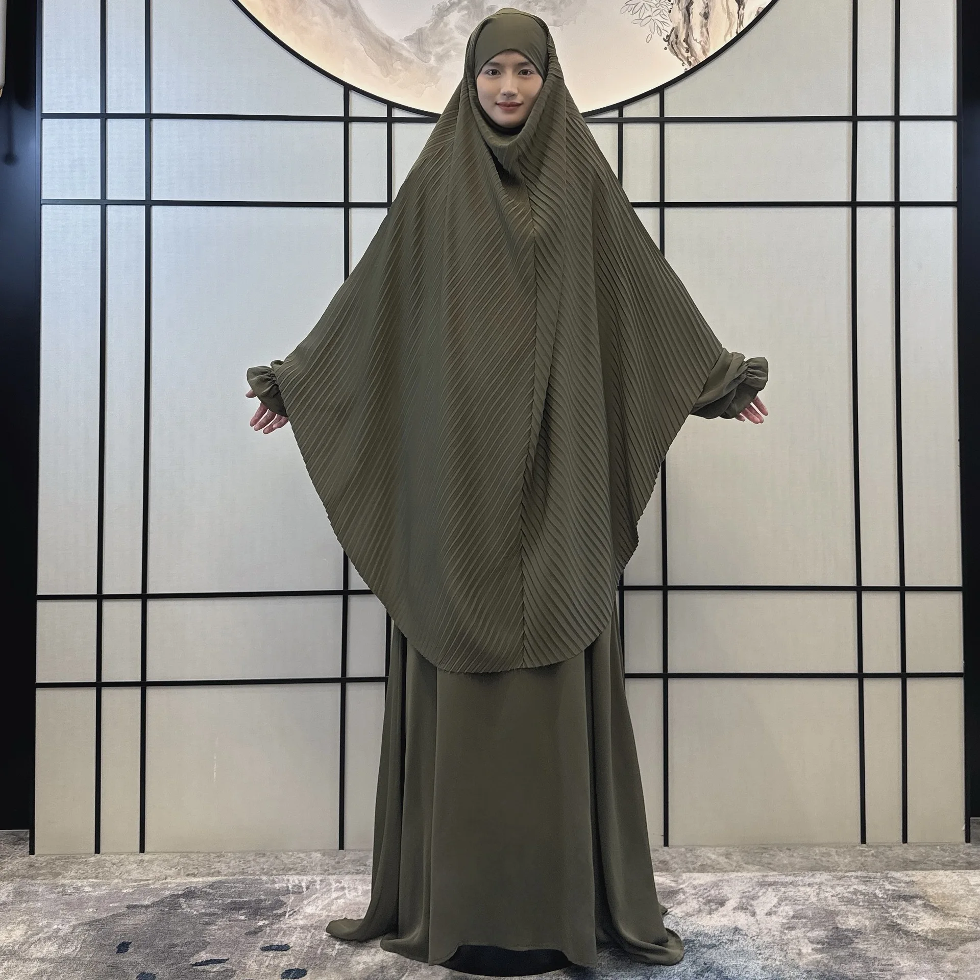 Рамадан Химар Мусульманская молитвенная одежда с капюшоном Абая Комплект из 2