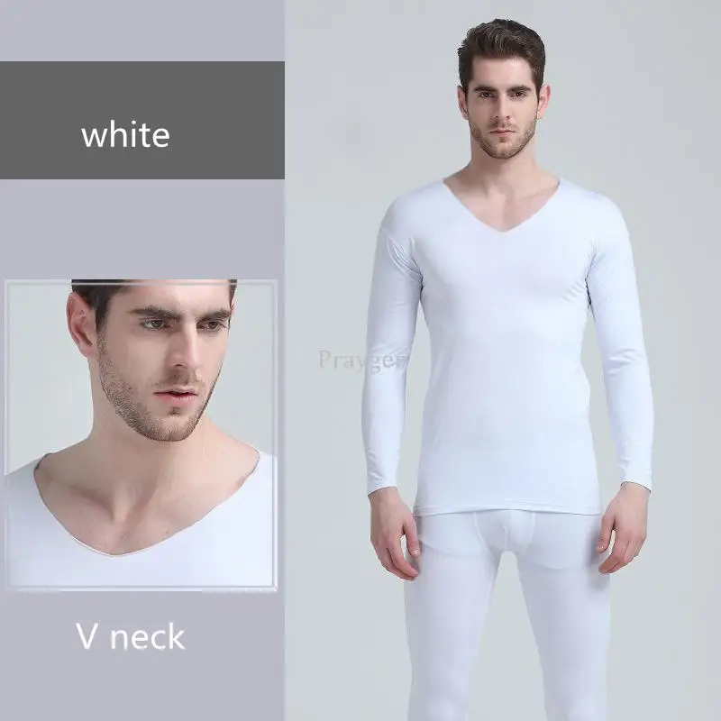 Men Thermal Underwear Winter Long Johns Body WarmTops Buttoms Clothes V neck Smooth Big Large Waist L-4XL