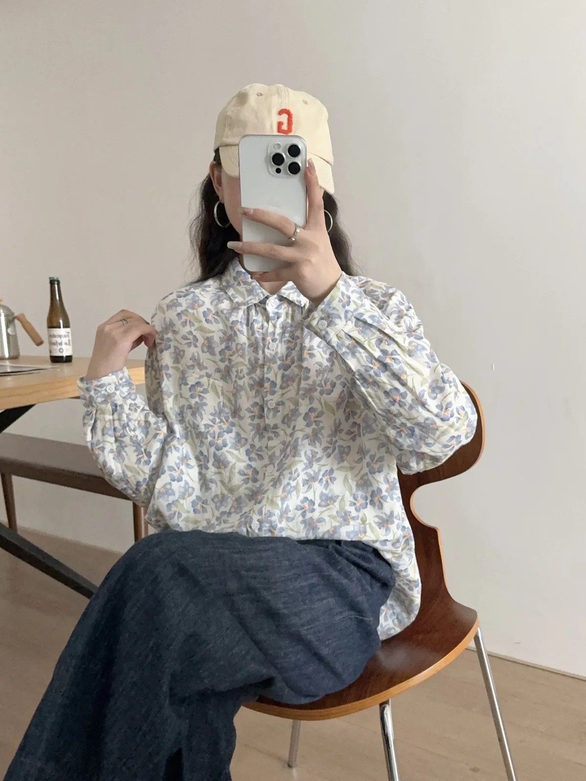 Новинка осенняя хлопковая рубашка с цветочным принтом женские милые топы