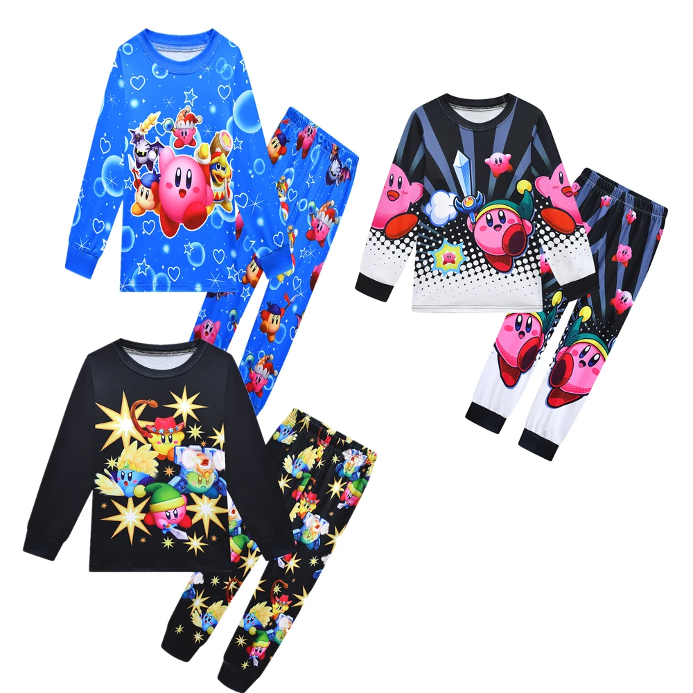 Пижамный комплект для девочек и мальчиков одежда сна с длинным мультяшным