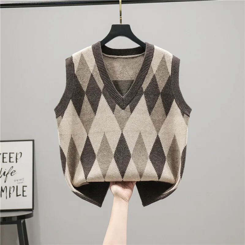 # 3930 осенне-зимний свитер без рукавов женский тонкий винтажный короткий вязаный