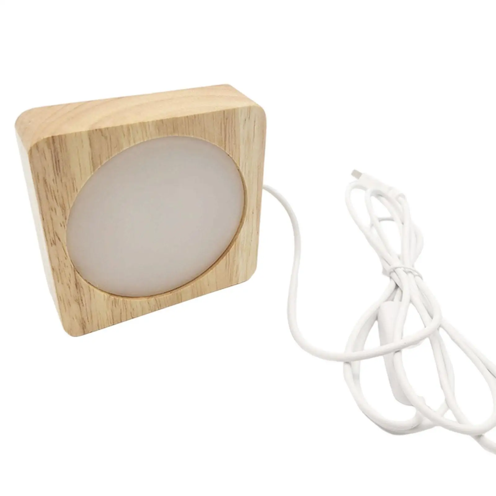

DIY Light Base Luminous Creative Handmade USB Square LED Wooden Night Light Stand for Crystal Cafe Home Living Room Decoration