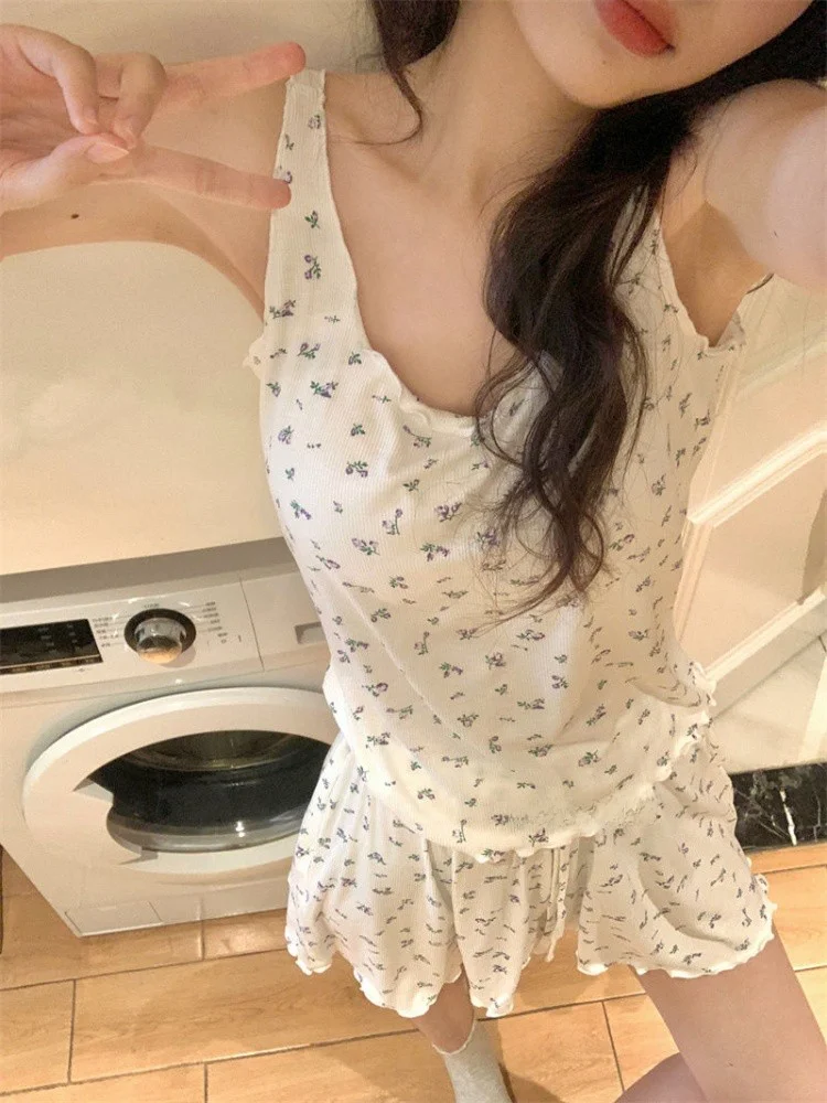 Летняя новинка милые пижамы с нагрудной подушкой свободные на бретельках