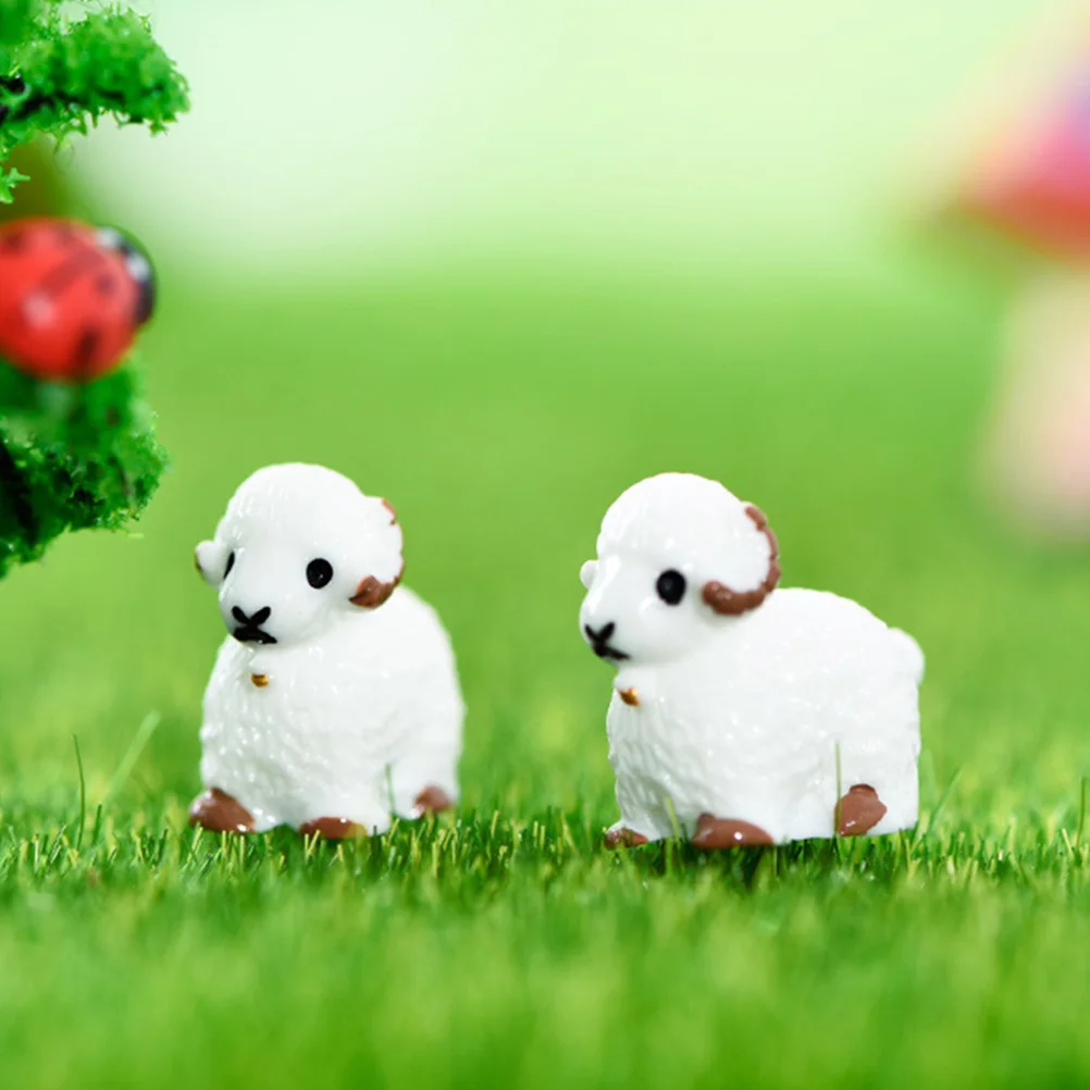 

20pcs Mini Sheep Figurines Resin Sheep Miniature Moss Ornaments for Landscape Pots