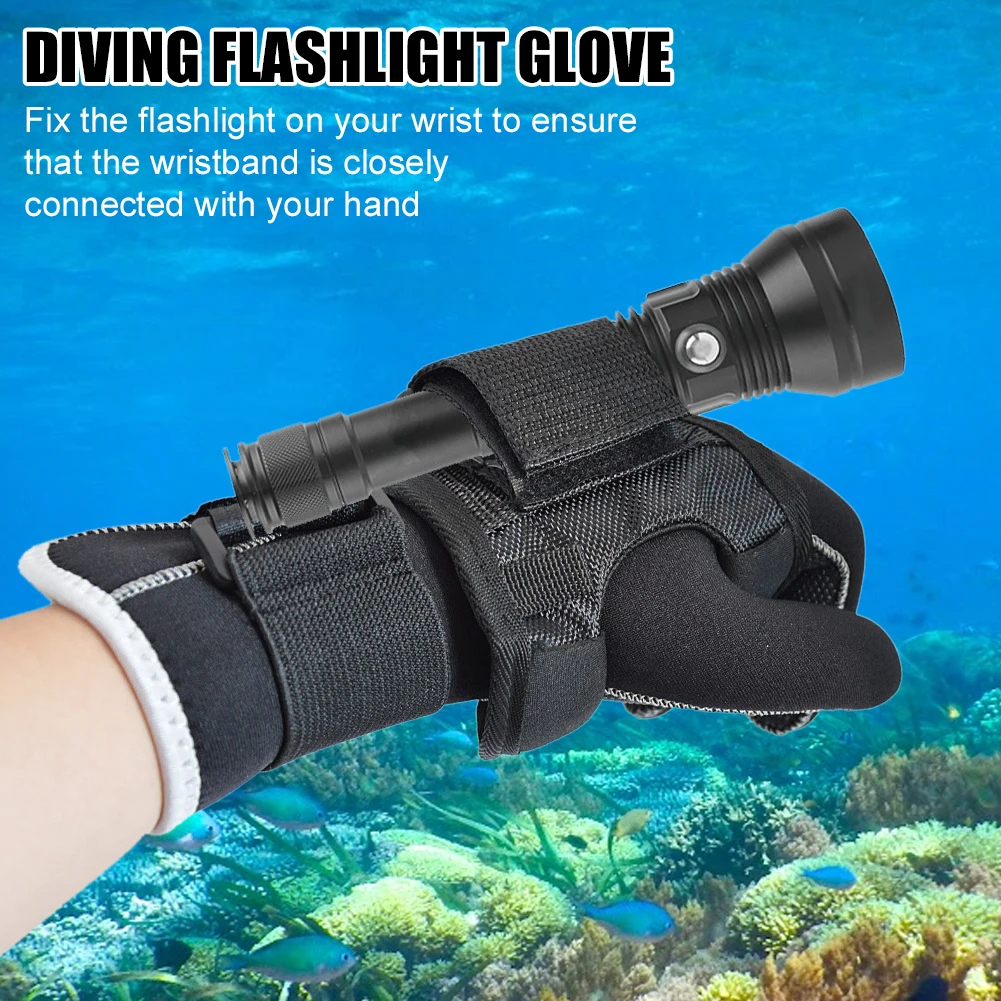 

2022 New Scuba Diving Flashlight Glove LED Torch Flashlight Holder Adjustable Strap Fix Mount Wrist Strap Glove drop ship