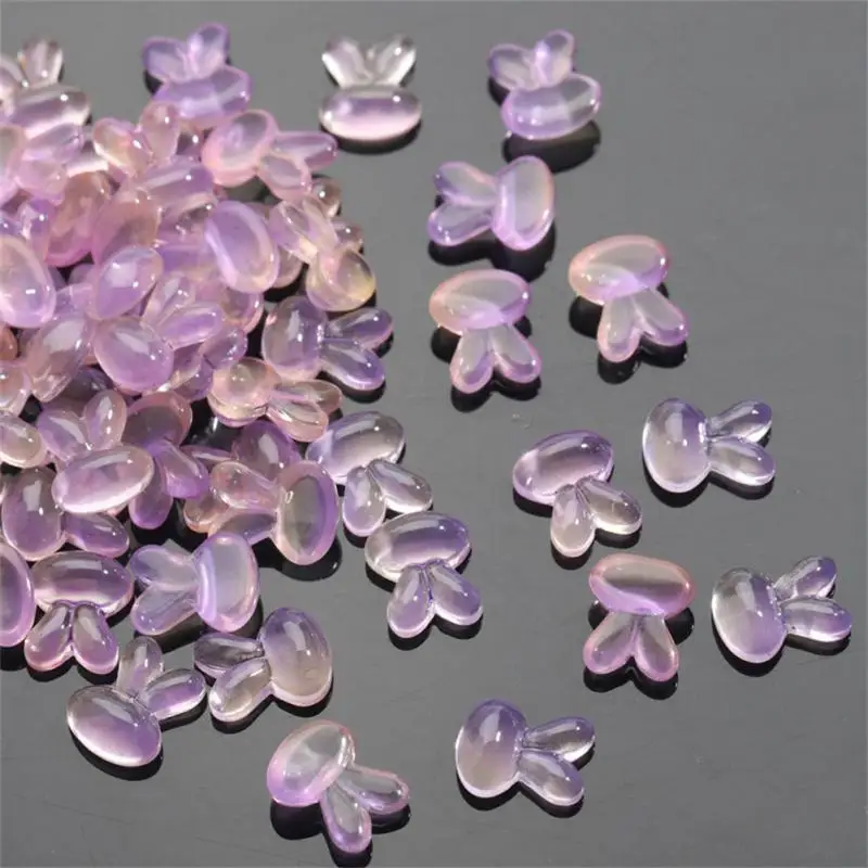 

10pcs Nail Enhancement Aurora Magical Color Rabbit Cute Cartoon Color Plated AB Transparent Candy Donut Resin Nail Jewelry