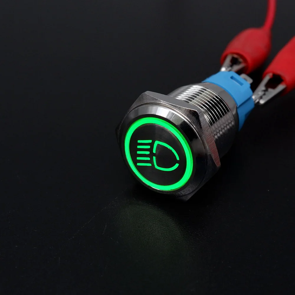 

Металлический кнопочный переключатель 16/19/22 мм 12/24 В с подсветкой