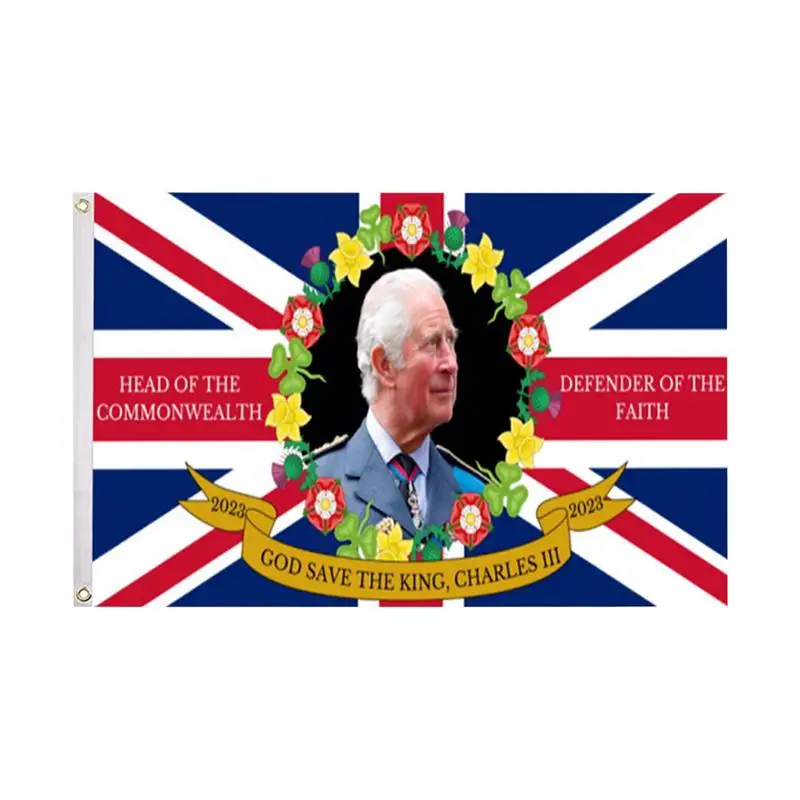 

Charles III Flag Charles 3rd Coronation Flag Long Live The King Enthroned Souvenir Flag For Decorations