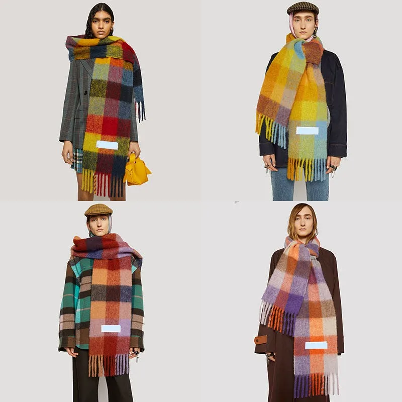 

2023 AC Winter Scarves Shawls For Women Men Warm Wraps Lady Pashmina Brand Name Scarve Cashmere Plaid Scarf Neck Headband Hijabs