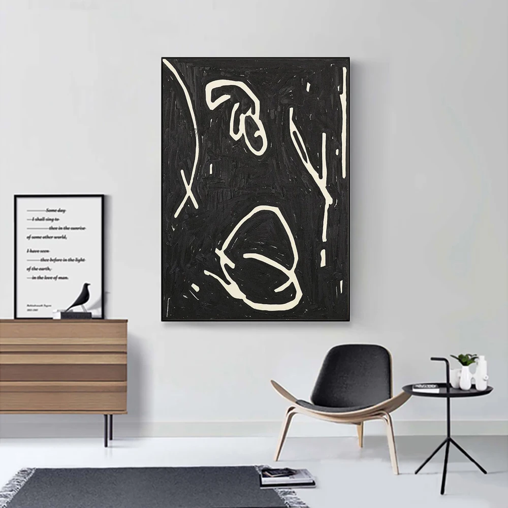 

Black Color Oil Painting Abstract 100% Hand Painted Thick Textured Acrylic Painting Home Decor Modern Abstract Canvas Wall Art