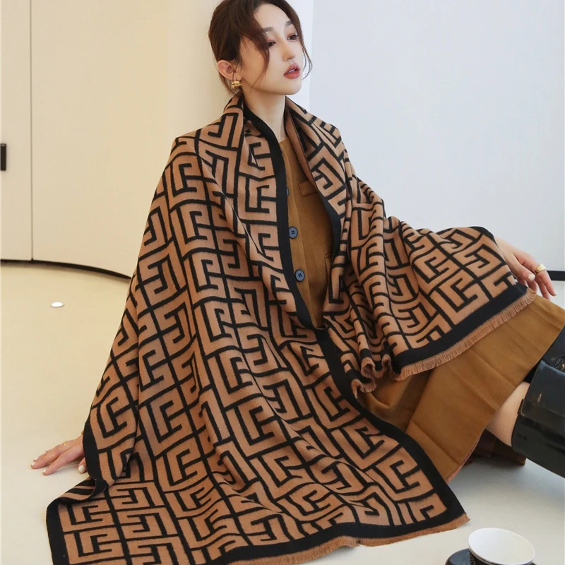 

Luxury Brand Warm Cashmere Scarf Women Winter Thick Pashmina Shawl Blanket Bufanda Turban Muffler Ladies Foulard Poncho Echarpe