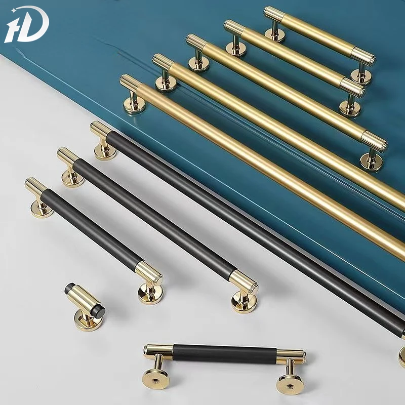 

Modern Aluminum Alloy Gray Gold Door Handles Kitchen Cabinet Handle Solid Drawer Knobs Fashion Furniture Handle Hardware