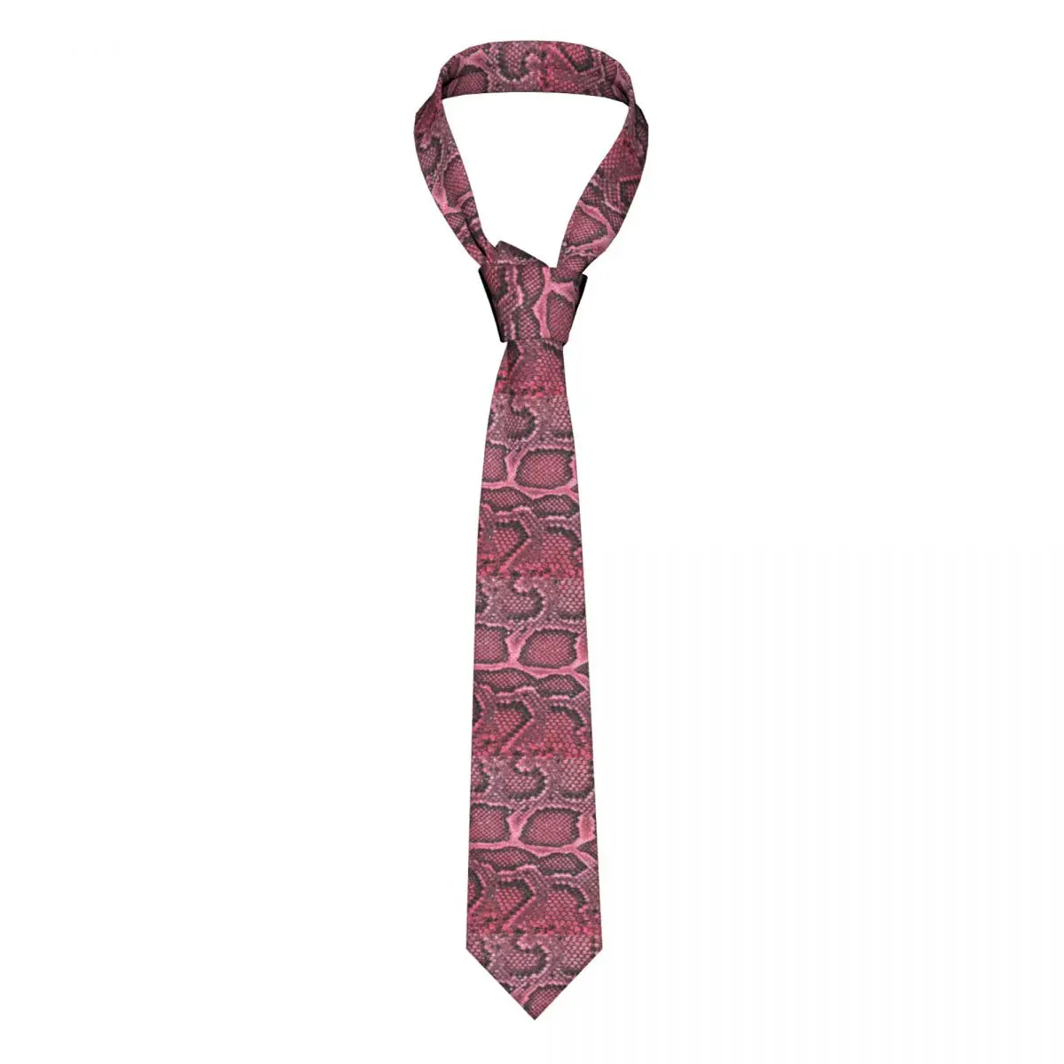 

Snakeskin Print Tie Pink Animal Scales Shirt Vintage Neck Ties Business Polyester Silk Accessories For Men Cravat
