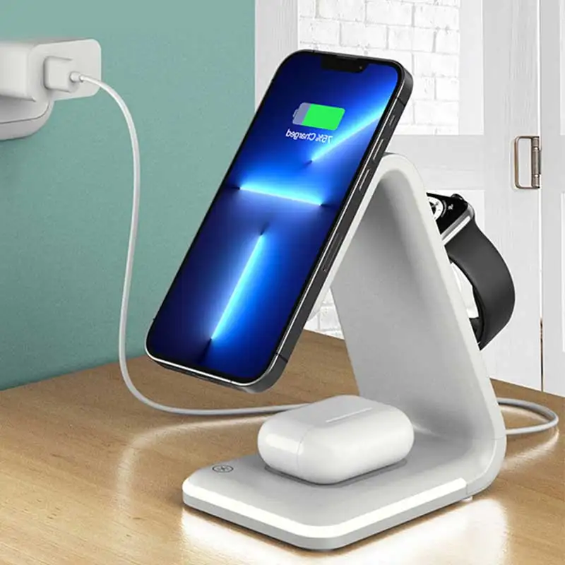 

Беспроводное зарядное устройство 3 в 1, 15 Вт, настольная подставка, складная зарядная станция для телефонов Samsung Galaxy Watch, док-станция для быстр...