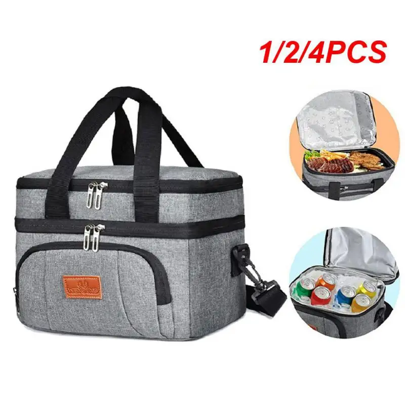 

1/2/4PCS Double Layer Insulated Heat Lunch Bag Food Thermal Bento Bags Oxford Cloth Portable Storage Tote Shoulder Crossbody