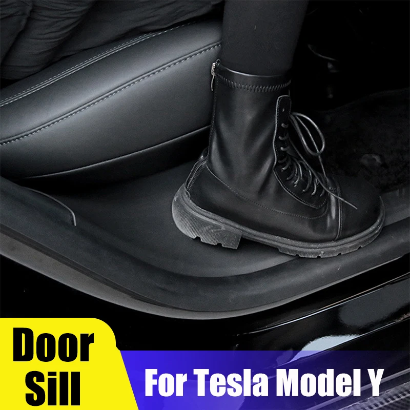 

Защитная Накладка на порог задней двери для Tesla Model Y, защитная накладка, полоса на порог бампера, подходит для оригинальных автомобильных пр...