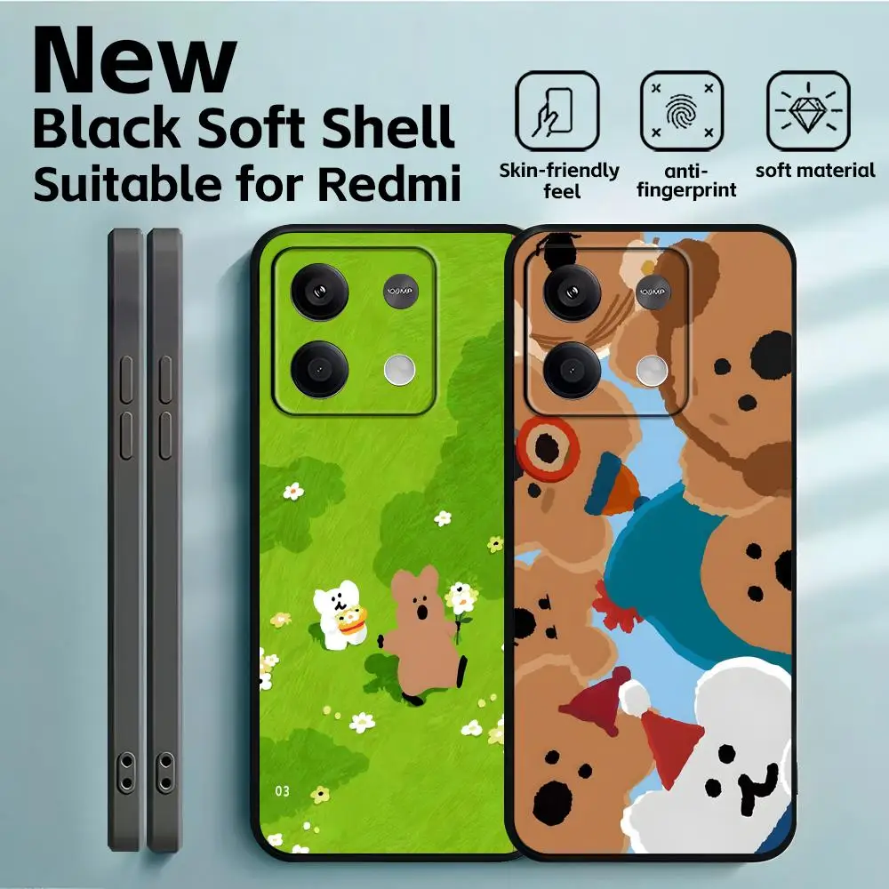 Фото Милый чехол для телефона D-Dinotaeng для Redmi Note 14 13 12 11 Pro Plus S 5G 14C A3, мягкий черный чехол для телефона №1