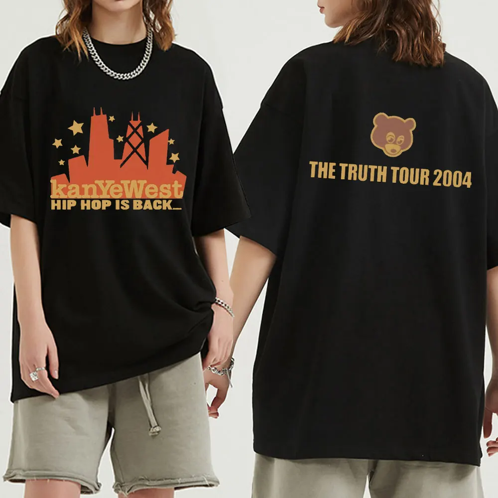 

Футболка Kanye West в стиле хип-хоп с надписью Is Back 2004, Мужская крутая Винтажная футболка с графическим принтом для колледжа и выходов, уличная од...
