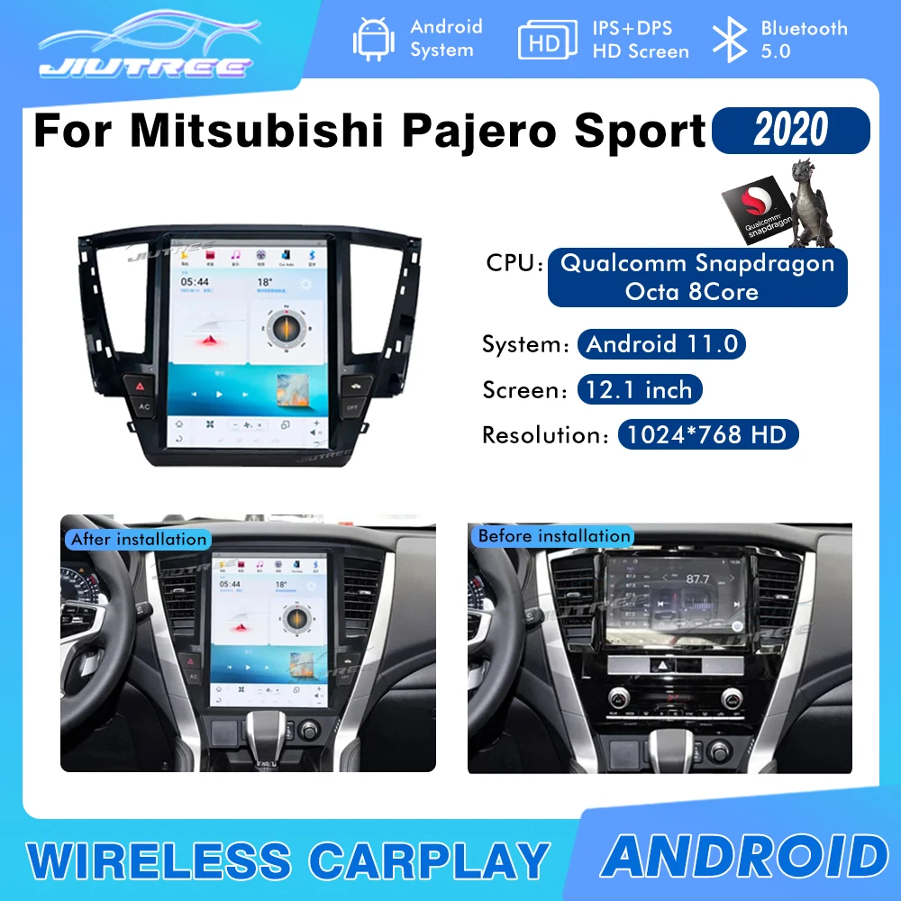 

8+128GB For Mitsubishi Pajero Sport 2020 Qualcomm Tesla Screen Android 11 Car Radio Receiver GPS Navi Stereo Audio Head Unit