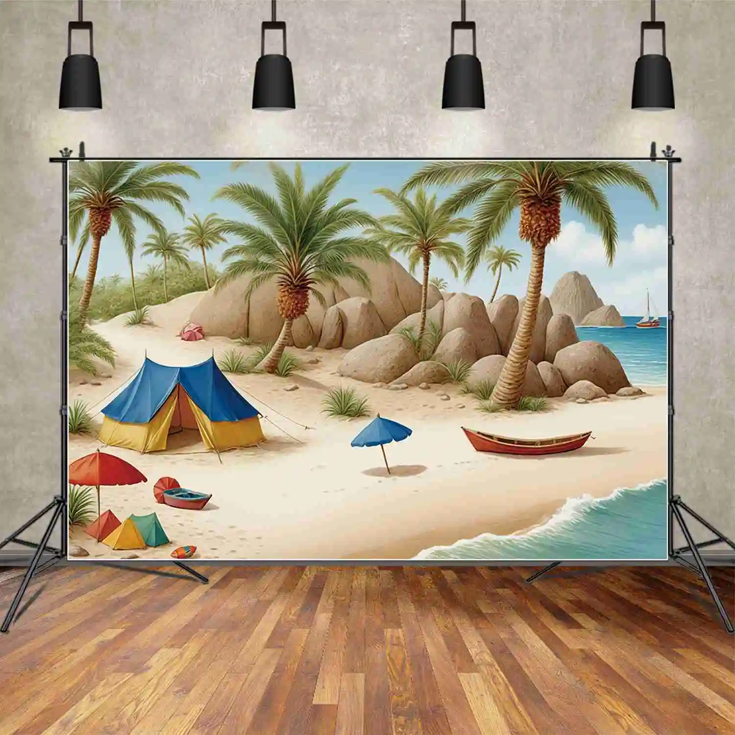 MOON.QG пляжный праздник день рождения Декорации для мальчиков Пальма песок