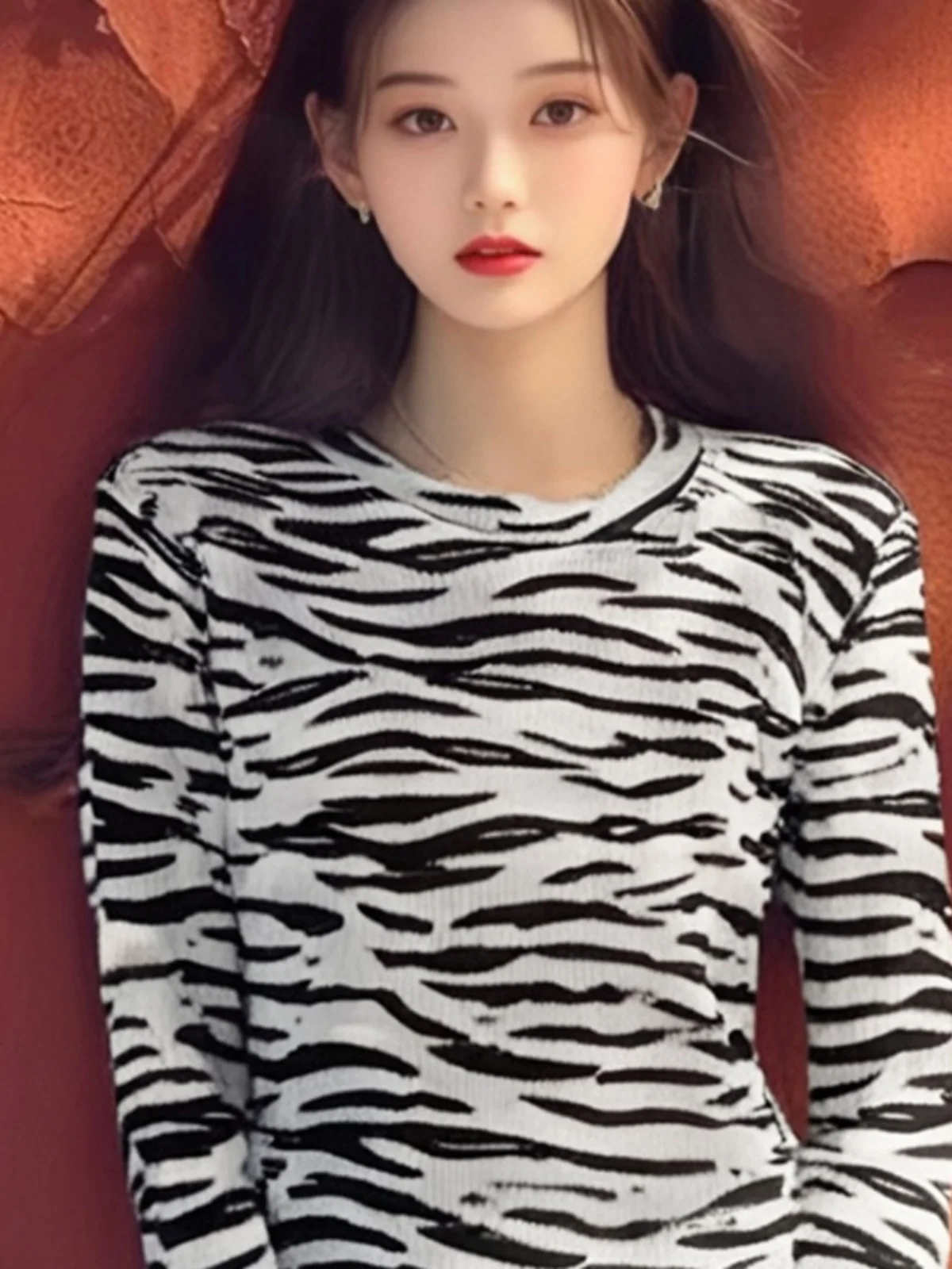 Гонконг Sle Ретро-дизайн с узором зебры Внутренняя одежда Рубашка длинными