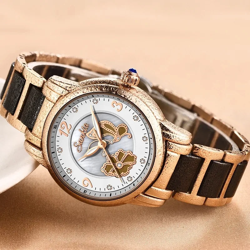 Women Quartz Watch Ladies Simple Butterfly Flower Wrist Watches Luxury Brand Bracelet Watches Female Waterproof For Mother Gitfs