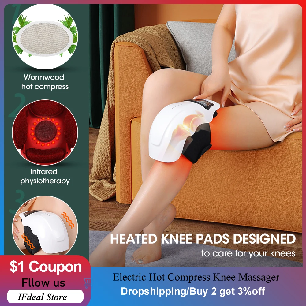 

Electric Knee Massager Infrared Therapy Hot Compress Presotherapy Massager Vibration Physiotherapy Arthritis Joint Relive Pain