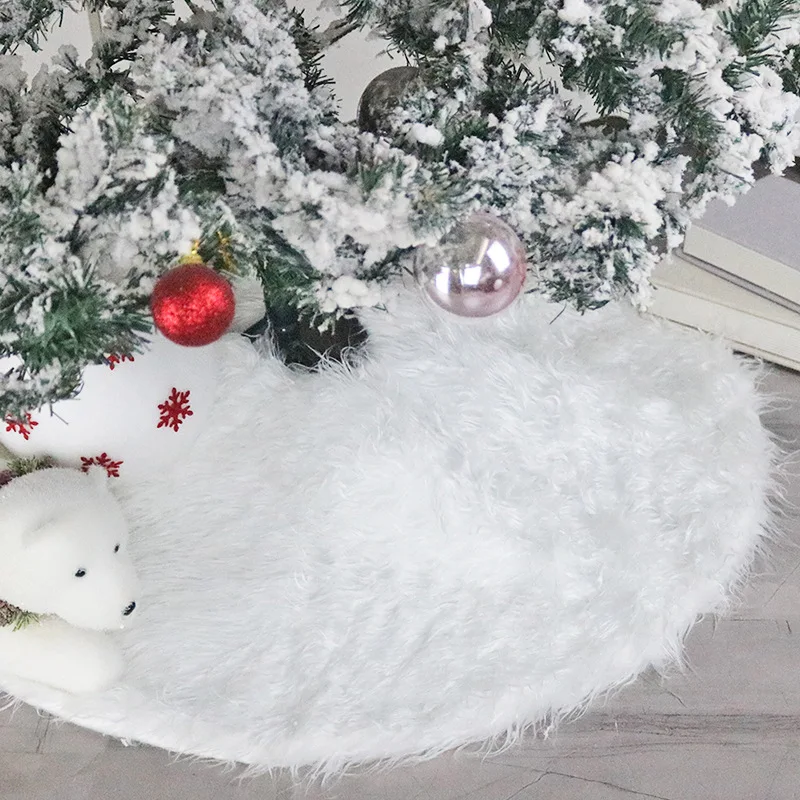 Christmas Decorations 2023 White Plush Christmas Tree Skirt Faux Fur Carpet Xmas Decor for Home Party New Year 2024 Navidad Noel