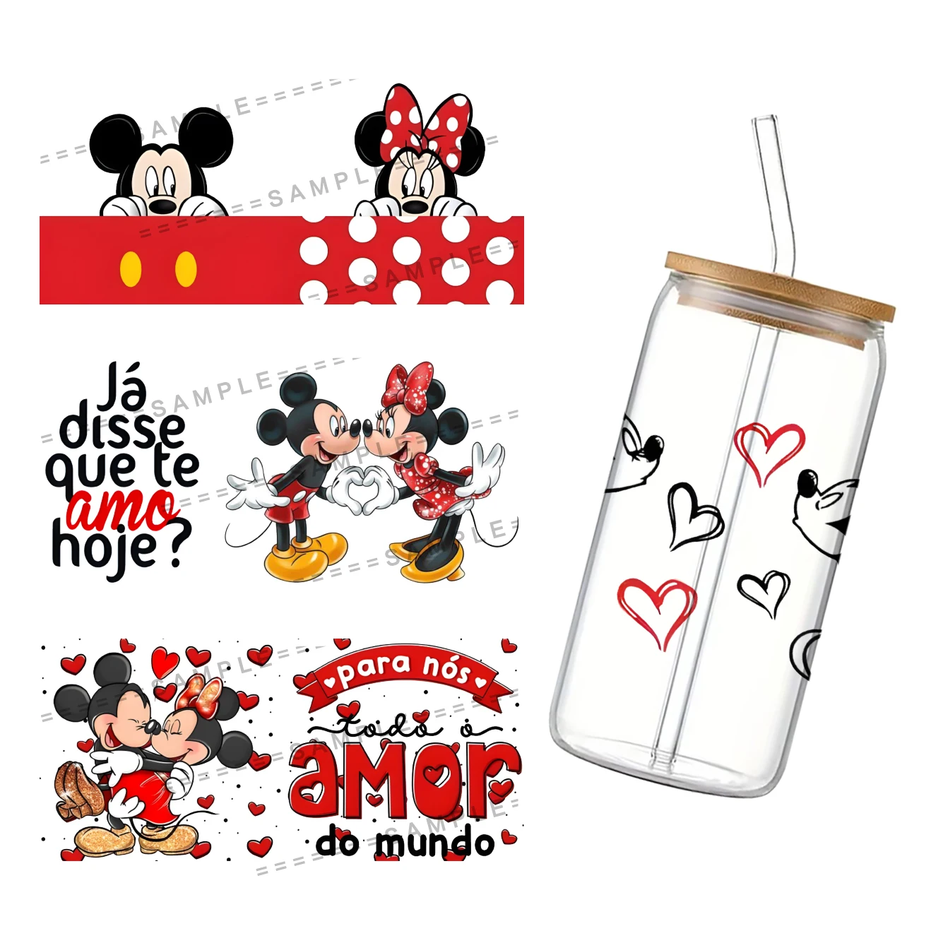 Водонепроницаемая наклейка на чашки 11*24 см с изображением Микки Диснея 16 унций УФ