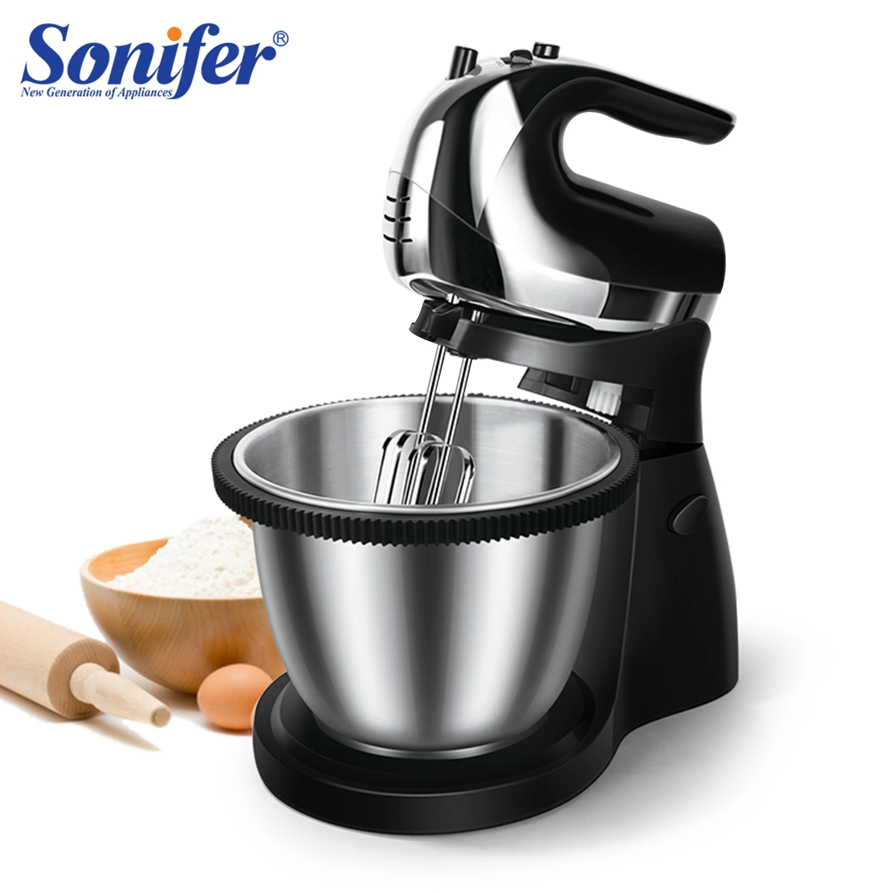 

Stand Mixer Professional Kitchen Aid Chef Machine 200W Food Blender Cream Whisk Cake Dough Mixers With 3L Bowl Charm Sonifer