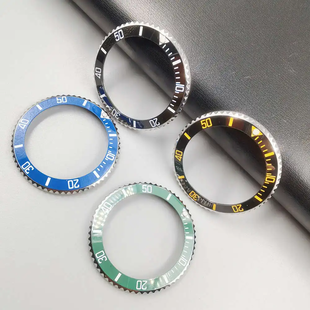 

40mm Steel Watch Parts Bezel With Black Blue 38mm Ceramic Green Blue Luminous Beads Insert Ring For RLX 40mm Case SUB 116610