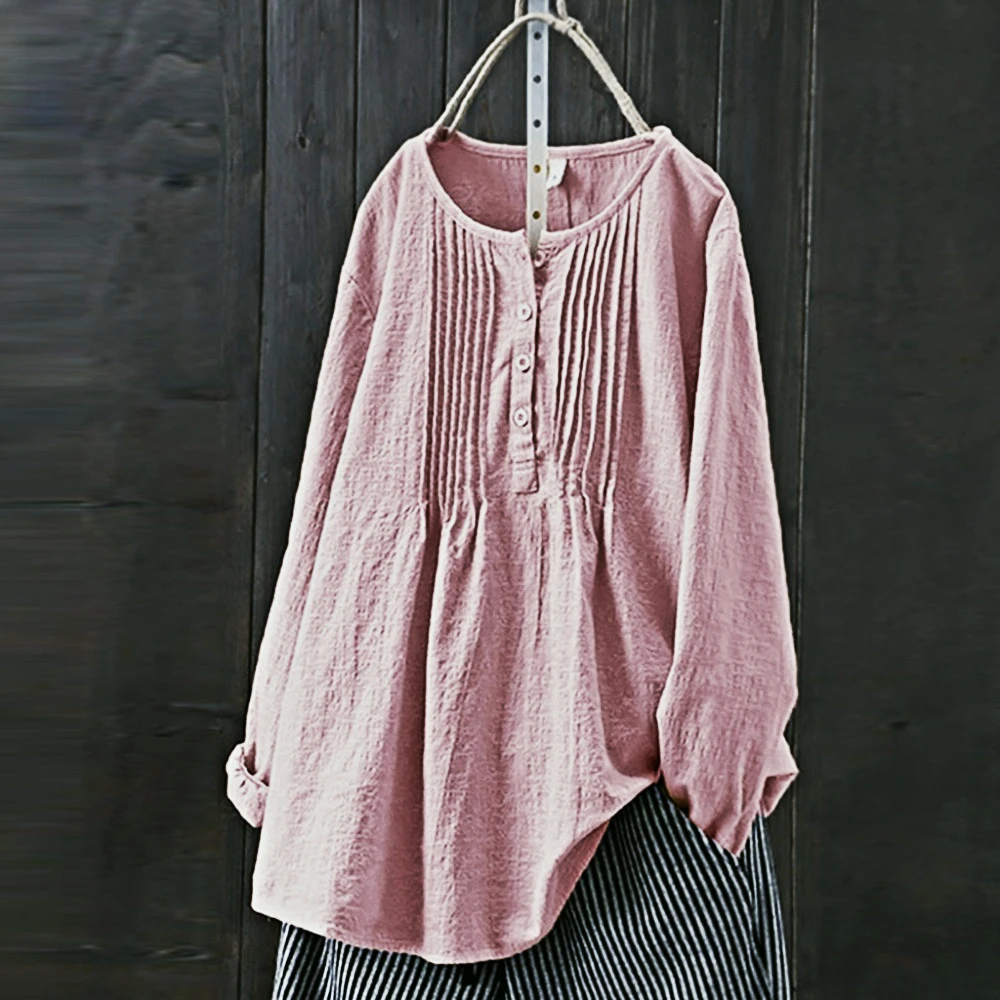 

Spring Autumn Long Sleeve Cotton Linen Blouse women Bohemian Loose Solid Plus Size Shirt Tops Roupas Feminina Drop shipping