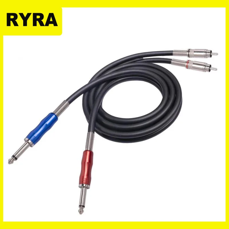 

1/4 Mono Dual 6.35 Ts To 2rca Cable Computer Accessories Male Jack Digital Audio Cable Fast Transmission Audio Connection Cable
